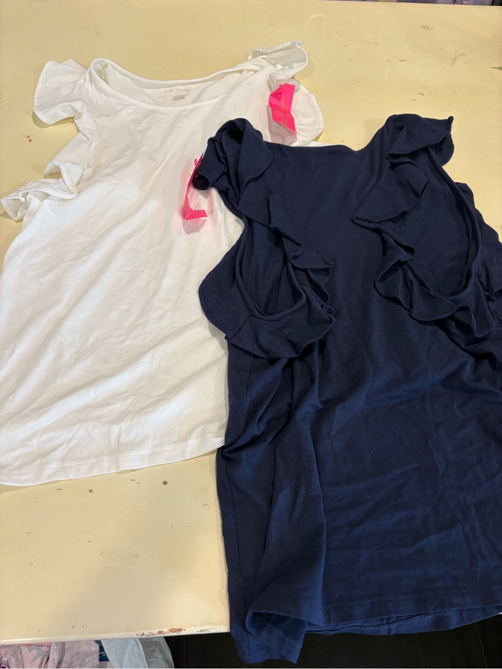 Lilly Pulitzer White And Navy Ruffle Sleeve Tank Tops Nwt
